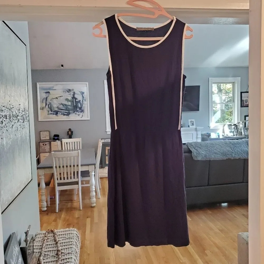 Finn & Clover Women's Dress size S, navy blue with white trim